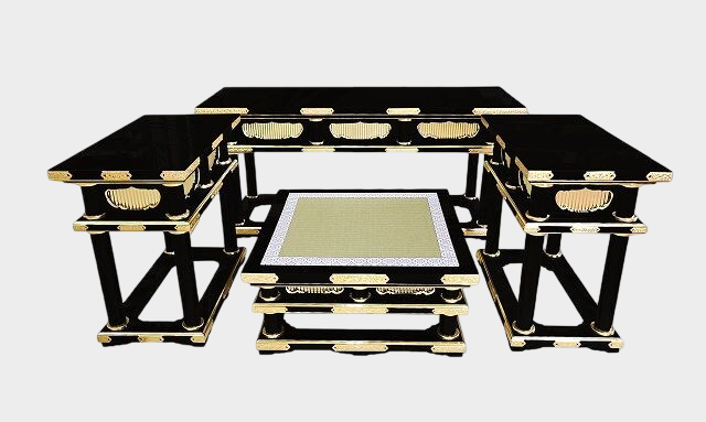 Black Lacquer Temple Altar Furniture Set — Gold‑Fitted “Maruhashira” 3.5‑Shaku Format (4‑Piece) | Made‑to‑Order 60–75 Days