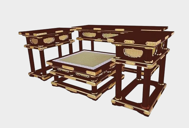 Black Lacquer Temple Altar Furniture Set — Gold‑Fitted “Maruhashira” 3.5‑Shaku Format (4‑Piece) | Made‑to‑Order 60–75 Days