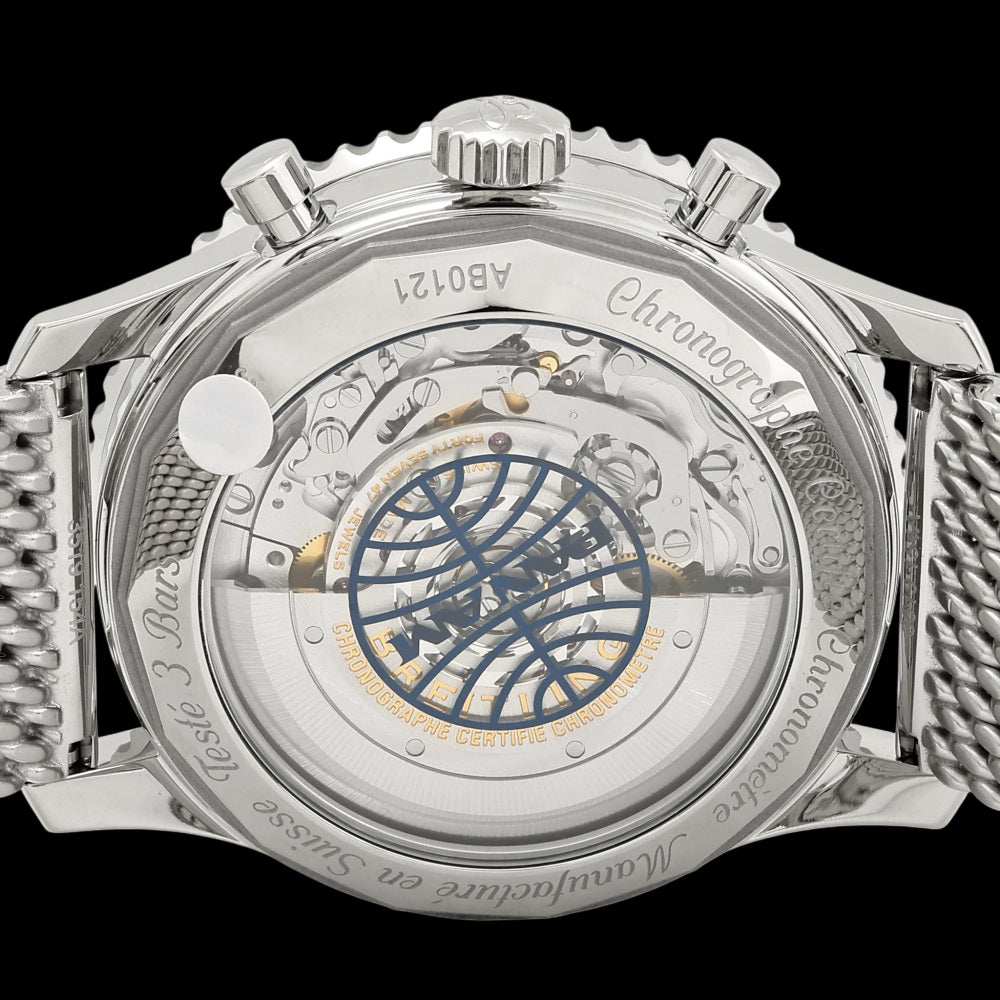 Breitling Navitimer B01 43 “Panama Edition” AB01212B1C1A1 Blue Dial Chronograph Stainless Steel Mesh Full Set A Rank