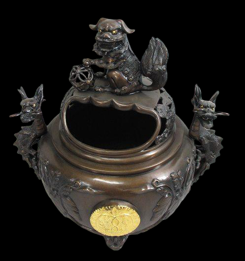Monumental Bronze Shishi / Dragon Ryu Kōro Incense Burner — Temple / Shrine Courtyard Grade (10‑go Scale)