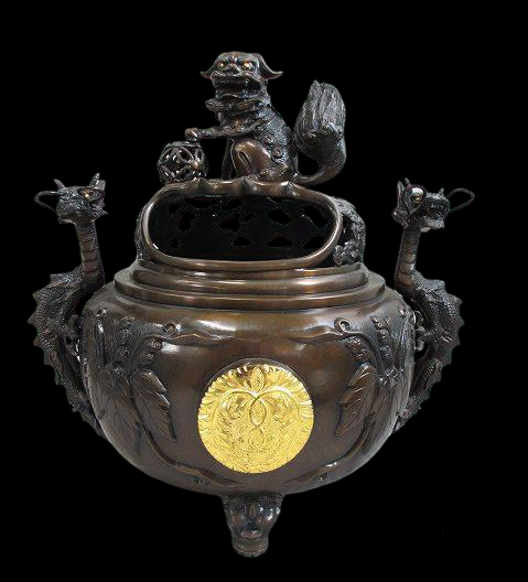 Monumental Bronze Shishi / Dragon Ryu Kōro Incense Burner — Temple / Shrine Courtyard Grade (10‑go Scale)
