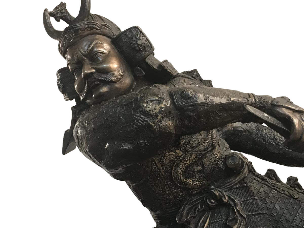 Uesugi Kenshin Samurai Warrior Bronze Sculpture | Dynamic Sengoku Warlord Figure | Heavy Metal Statue, 52 cm (15.6 kg)