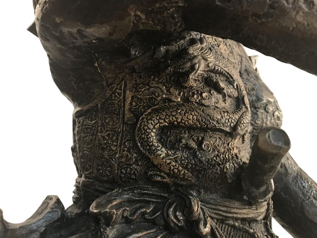 Uesugi Kenshin Samurai Warrior Bronze Sculpture | Dynamic Sengoku Warlord Figure | Heavy Metal Statue, 52 cm (15.6 kg)