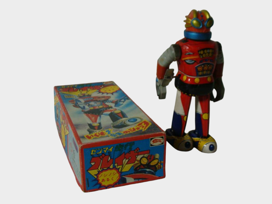 Bullmark Blazer Rock Bat Tin Wind-Up Robot — Showa Japanese Boxed Deadstock