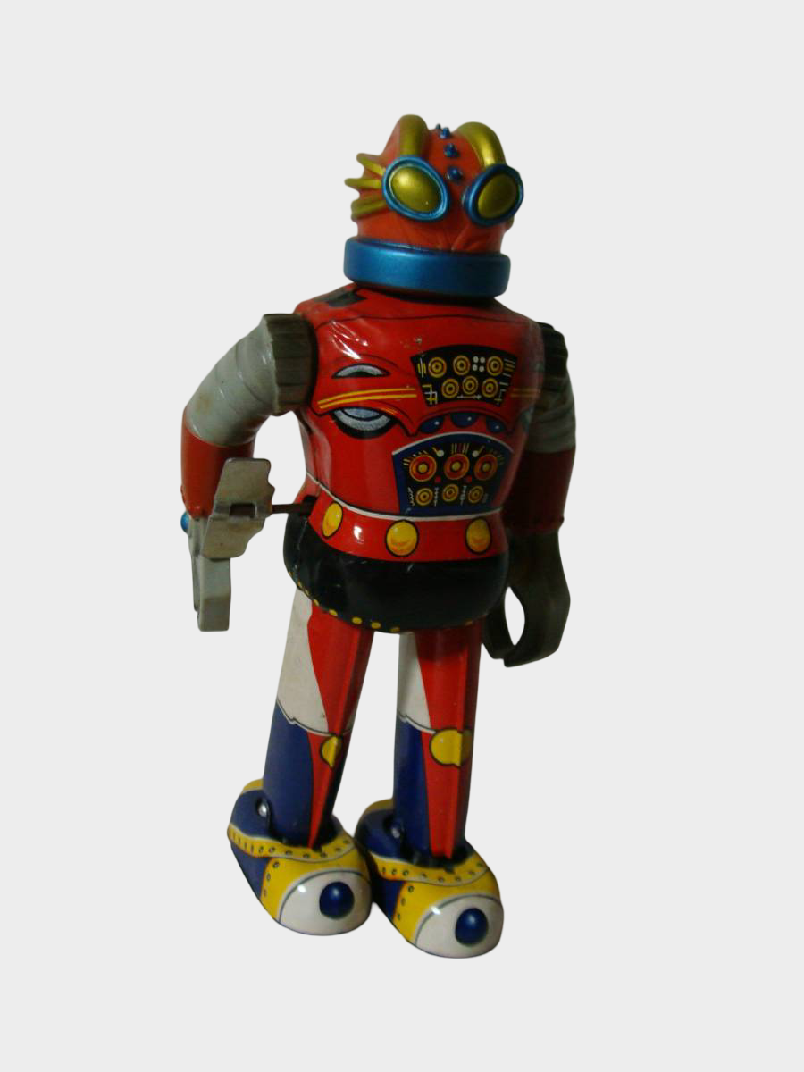 Bullmark Blazer Rock Bat Tin Wind-Up Robot — Showa Japanese Boxed Deadstock