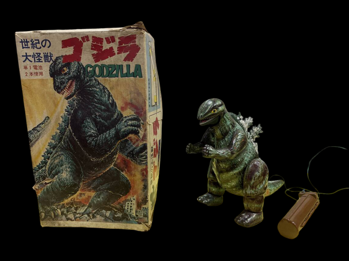 Bullmark Walking Godzilla Battery-Operated Tin Toy | 1970s Showa Era Japanese Kaiju Mechanical