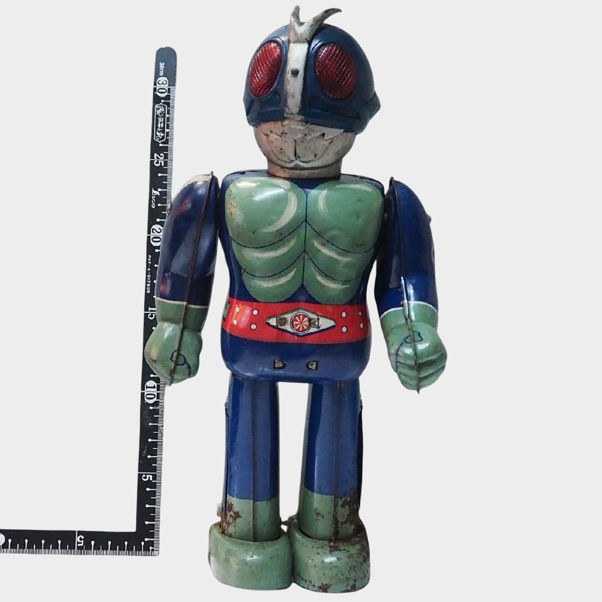 Vintage Japanese Bullmark Kamen Rider No.2 Tin Robot Vintage Japanese Tokusatsu Hero Icon Figure