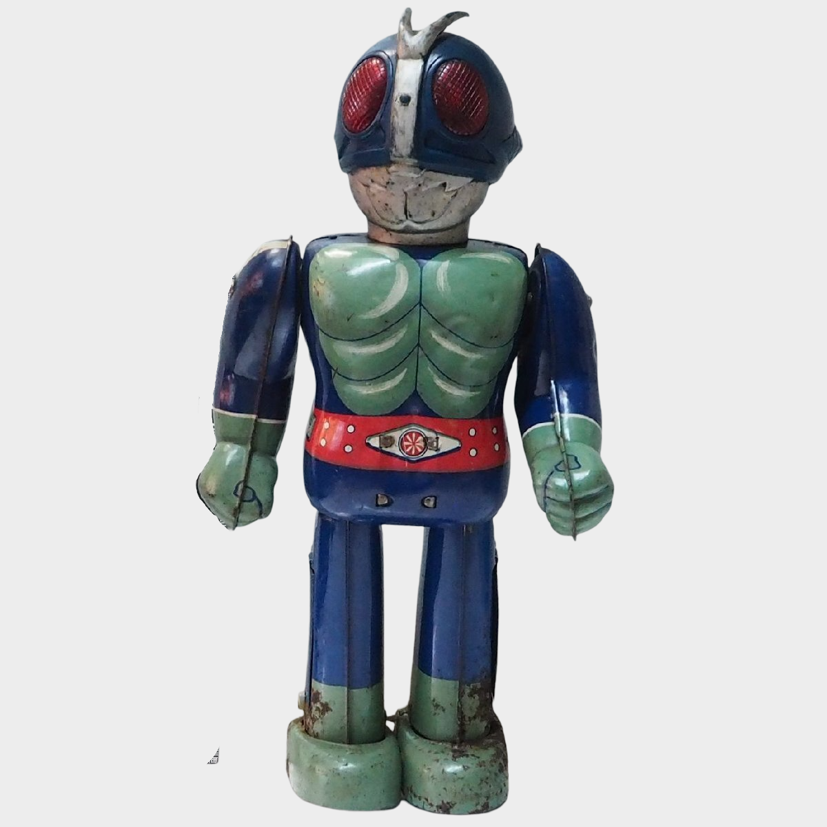 Vintage Japanese Bullmark Kamen Rider No.2 Tin Robot Vintage Japanese Tokusatsu Hero Icon Figure