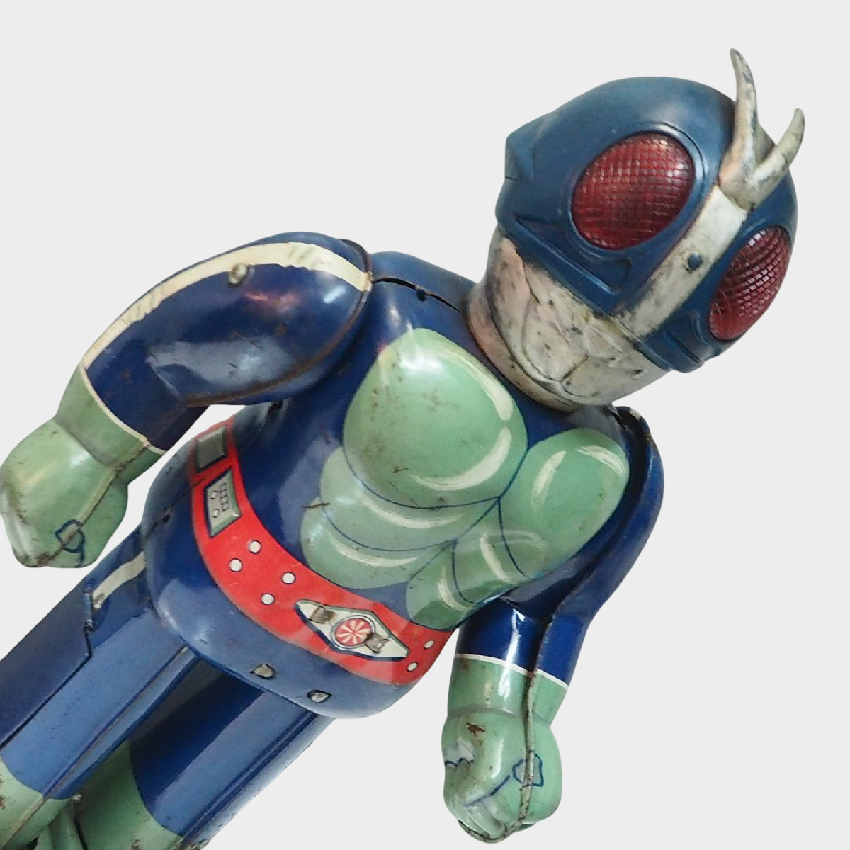 Vintage Japanese Bullmark Kamen Rider No.2 Tin Robot Vintage Japanese Tokusatsu Hero Icon Figure
