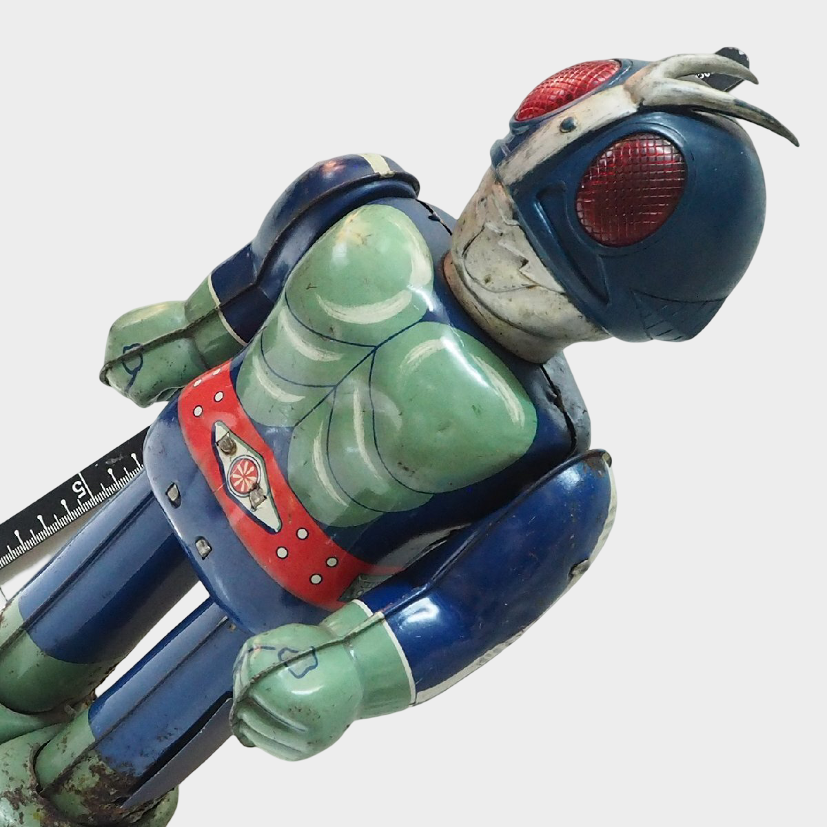 Vintage Japanese Bullmark Kamen Rider No.2 Tin Robot Vintage Japanese Tokusatsu Hero Icon Figure