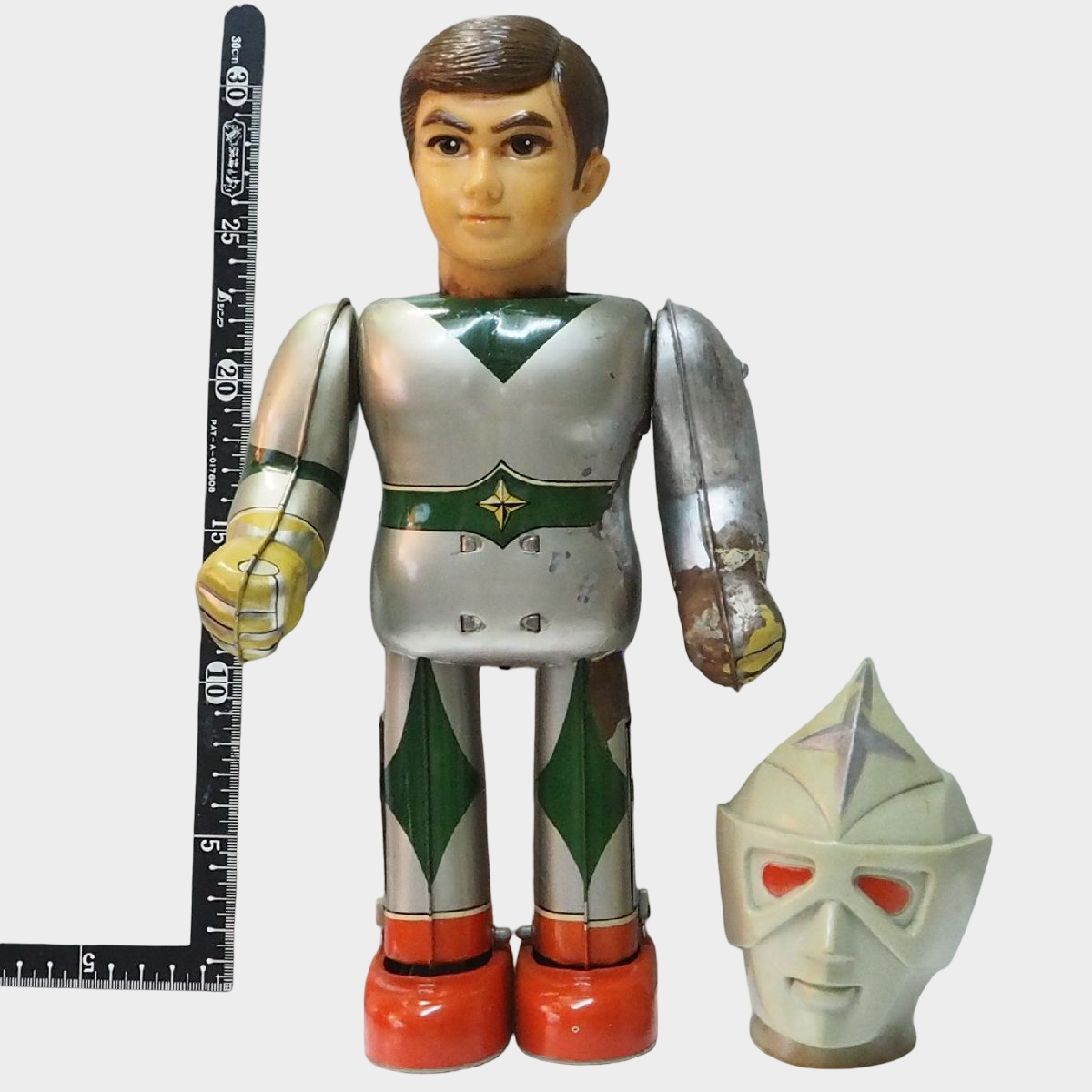 Bullmark Mirrorman Tin Robot with Mask | Rare Showa Japanese Hero Toy Vintage