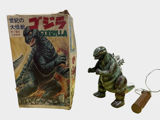 Bullmark Walking Godzilla Battery-Operated Tin Toy | 1970s Showa Era Japanese Kaiju Mechanical