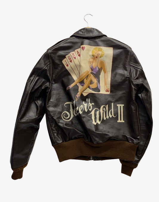 Buzz Rickson A-2 Joker’s Wild II Pin Up WWII 61st Fighter Squadron Custom Leather Jacket Rare