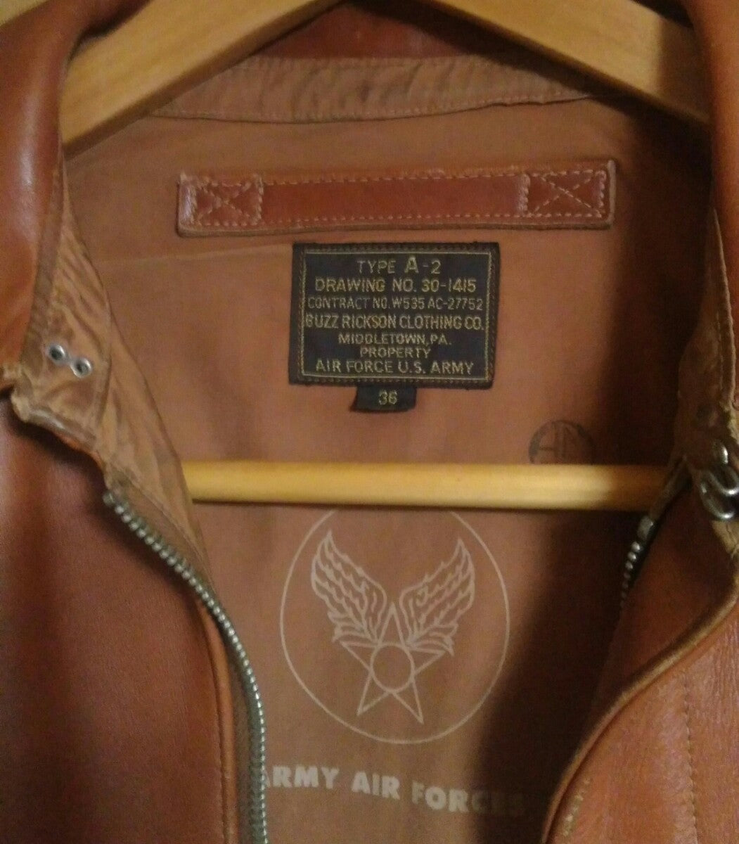 Buzz Rickson A2 Bonnie B II Jacket WWII 353rd Fighter Squadron Custom Leather Flight Jacket Size 36