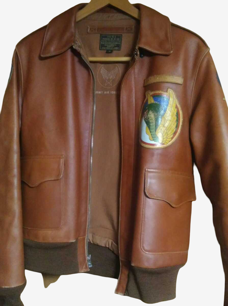 Buzz Rickson A2 Bonnie B II Jacket WWII 353rd Fighter Squadron Custom Leather Flight Jacket Size 36