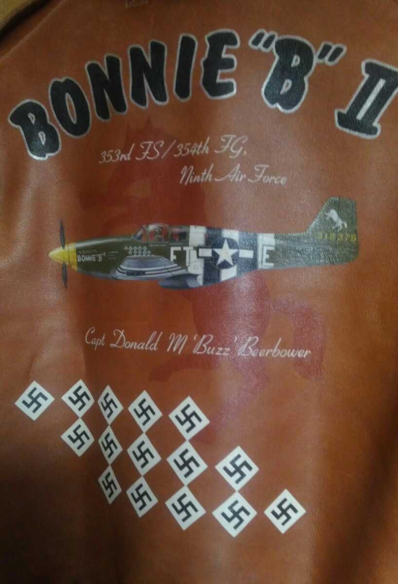 Buzz Rickson A2 Bonnie B II Jacket WWII 353rd Fighter Squadron Custom Leather Flight Jacket Size 36
