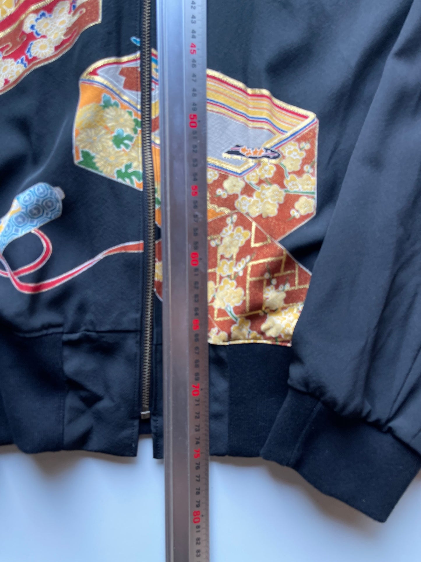 Vintage Japanese Kimono Remake Bomber Jacket | Black Wagara Floral Jacket | Handmade Upcycled Obi Textile | One-of-a-Kind Japanese Artwear