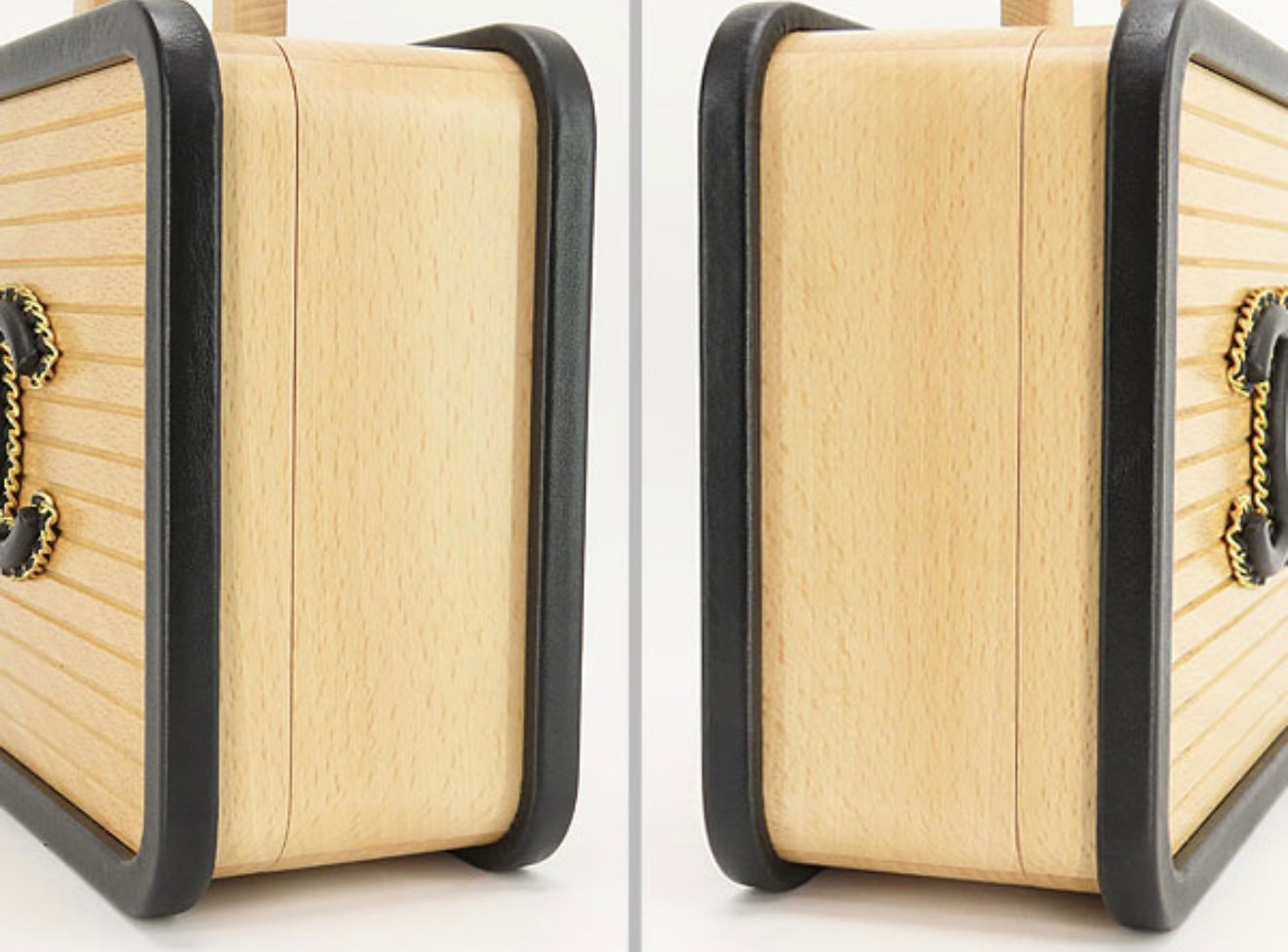 CHANEL Coco Mark Beachwood Large Vanity Case – Rare Wood × Leather 2-Way Vanity Bag with Chain Strap (SA/S Rank)