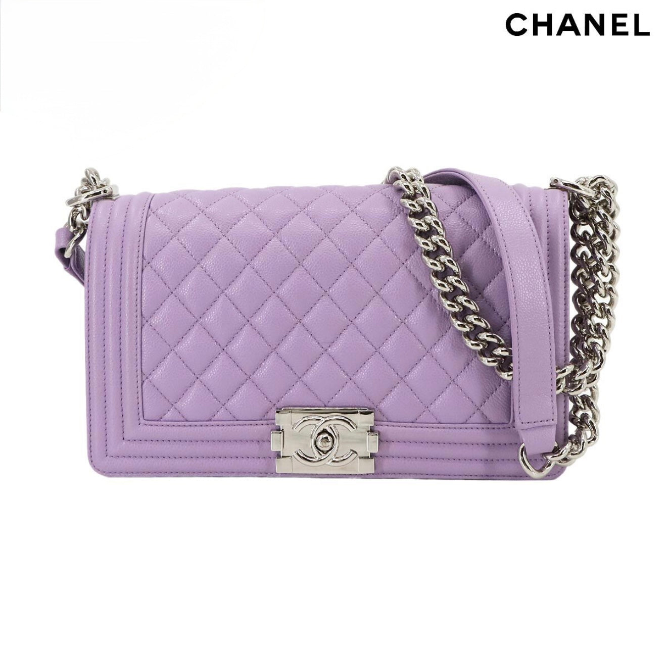 CHANEL Boy Chanel Bag Purple Caviar Skin A67086 – Silver Hardware – Rare Exhibition-Quality Shoulder Bag