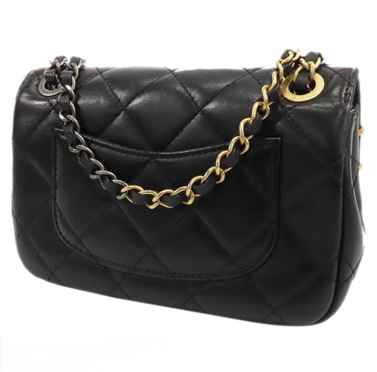 CHANEL Mini Matelassé Iconic Pins Shoulder Bag AS2978 Black Lambskin Paris Motif Mixed Metal Hardware Quilt Flap Bag Rare Collector