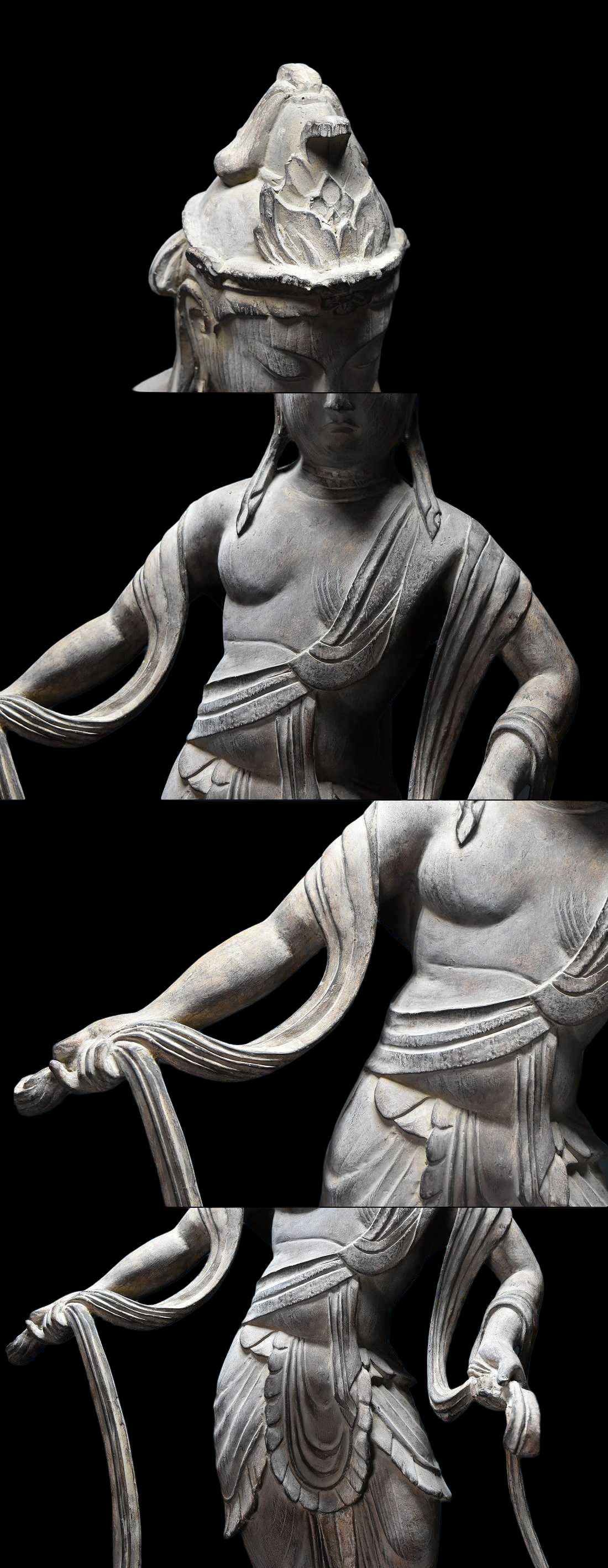 Byodo-in Inspired Cloudborne Offering Bodhisattva (Unchu Kuyo Bosatsu, often called Hiten/Tennyo) — Standing Celestial Attendant Figure, Modern Japanese Revival