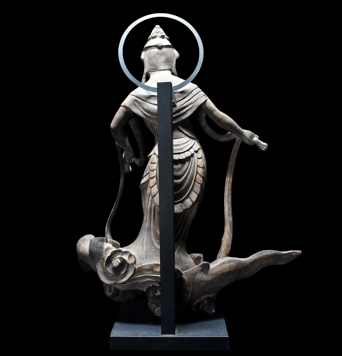 Byodo-in Inspired Cloudborne Offering Bodhisattva (Unchu Kuyo Bosatsu, often called Hiten/Tennyo) — Standing Celestial Attendant Figure, Modern Japanese Revival