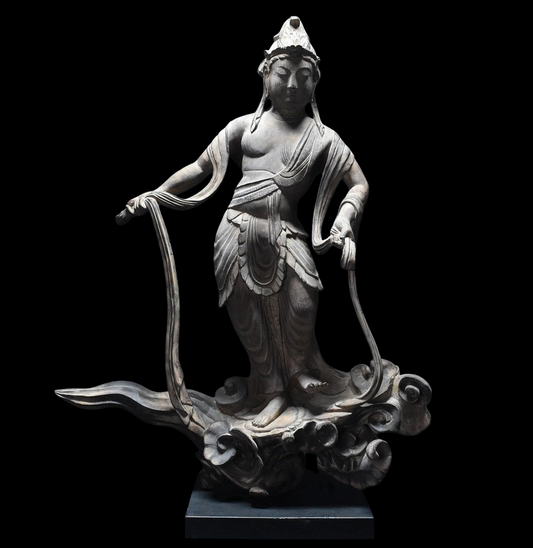 Byodo-in Inspired Cloudborne Offering Bodhisattva (Unchu Kuyo Bosatsu, often called Hiten/Tennyo) — Standing Celestial Attendant Figure, Modern Japanese Revival