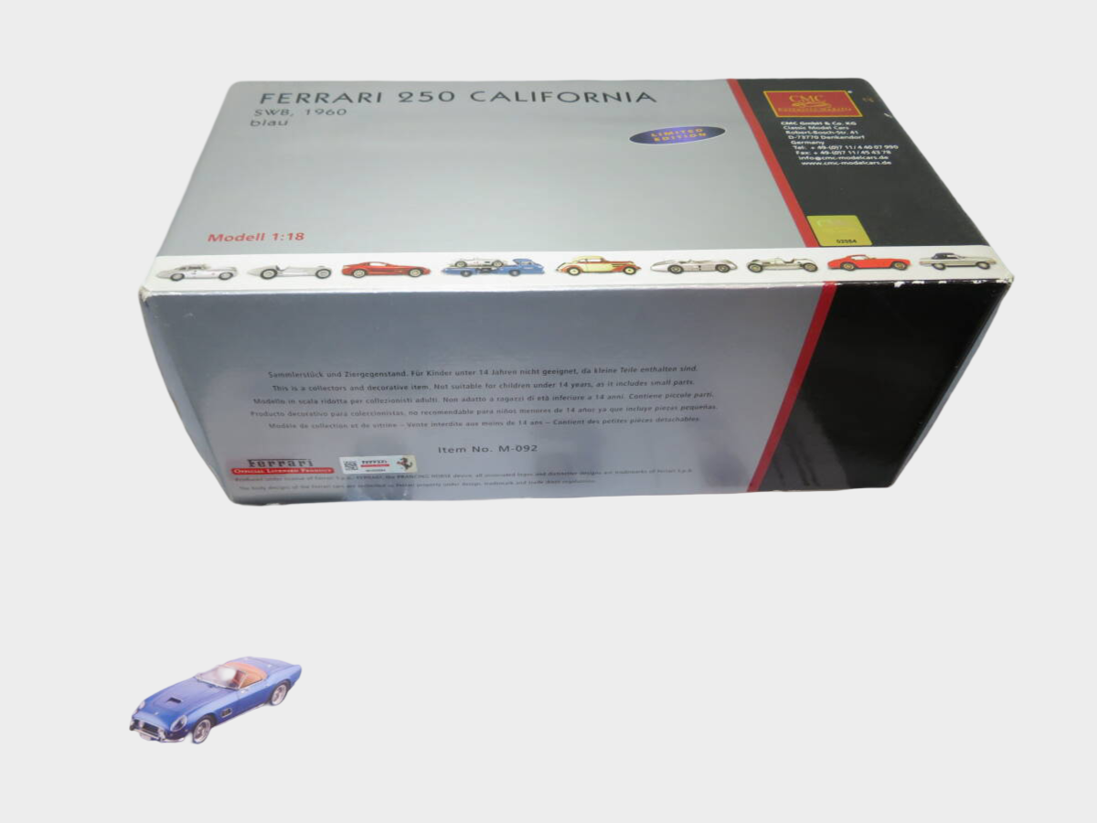 CMC 1:18 Ferrari 250 GT California Spider SWB 1960 M-092 M.Blue Premium Collector Diecast Model Boxed