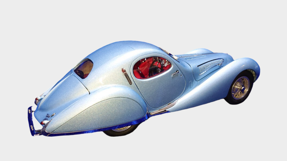 CMC 1/18 Talbot Lago T150 C-SS Teardrop Coupe M-145 Figoni & Falaschi Light Blue Metallic Diecast Model