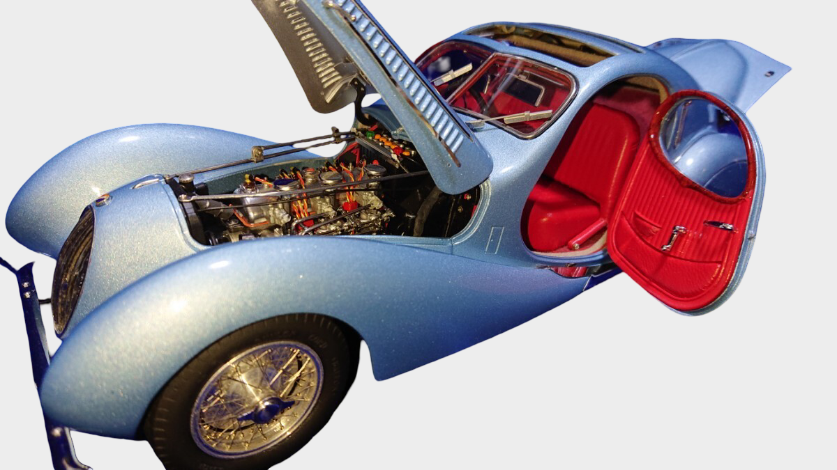 CMC 1/18 Talbot Lago T150 C-SS Teardrop Coupe M-145 Figoni & Falaschi Light Blue Metallic Diecast Model