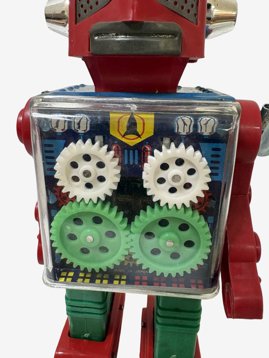 Horikawa Gear Robot · Japanese Red-Eye / Green-Leg Variant · Original Box · Early 1970s