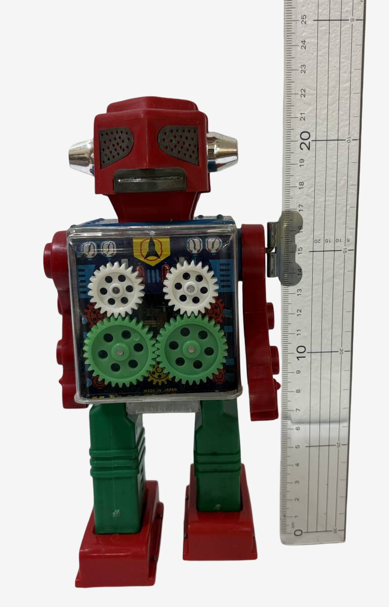 Horikawa Gear Robot · Japanese Red-Eye / Green-Leg Variant · Original Box · Early 1970s