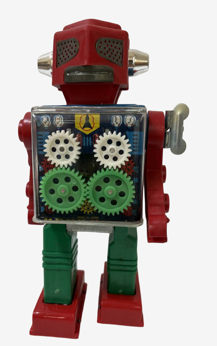Horikawa Gear Robot · Japanese Red-Eye / Green-Leg Variant · Original Box · Early 1970s