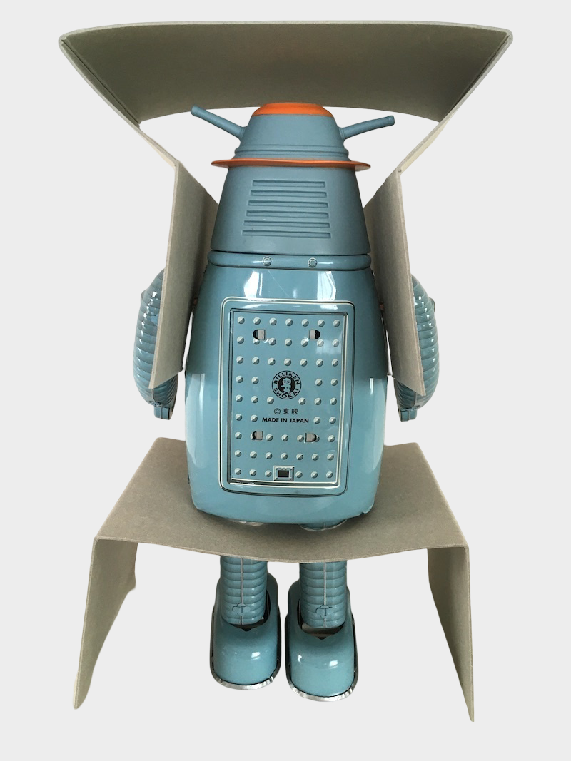 Bullmark Captain Ultra Blue Tin Wind-Up Robot — Showa Japanese Mechanical Toy