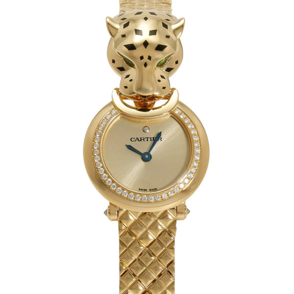 Cartier Panthère HPI01380 Full K18 Gold High Jewelry Watch SA Rank – Diamond Bezel & Garnet Eyes – Ladies Luxury Collector Piece