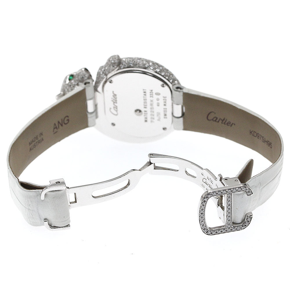 Cartier Panthère LM HPI00341 High Jewelry Watch · 18K White Gold · Full Pavé Diamonds · Emerald Eyes · 33mm · Rare Collector Masterpiece