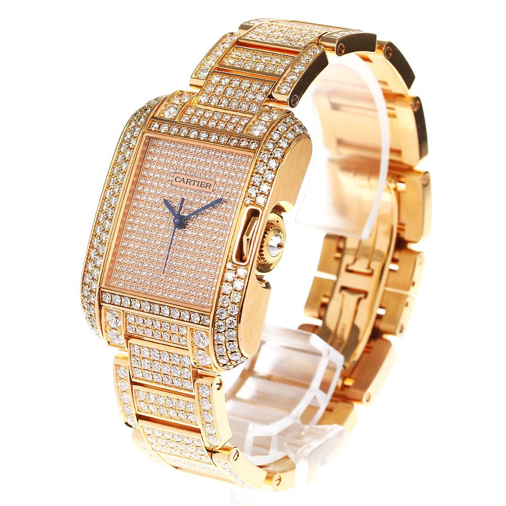 Cartier Tank Anglaise XL HPI00560 Full K18PG Diamond Pavé Automatic – High Jewelry Men’s Watch AB Rank