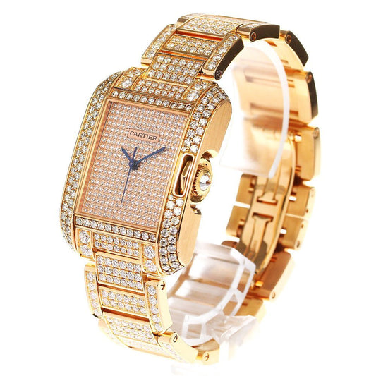 Cartier Tank Anglaise XL HPI00560 Full K18PG Diamond Pavé Automatic – High Jewelry Men’s Watch AB Rank