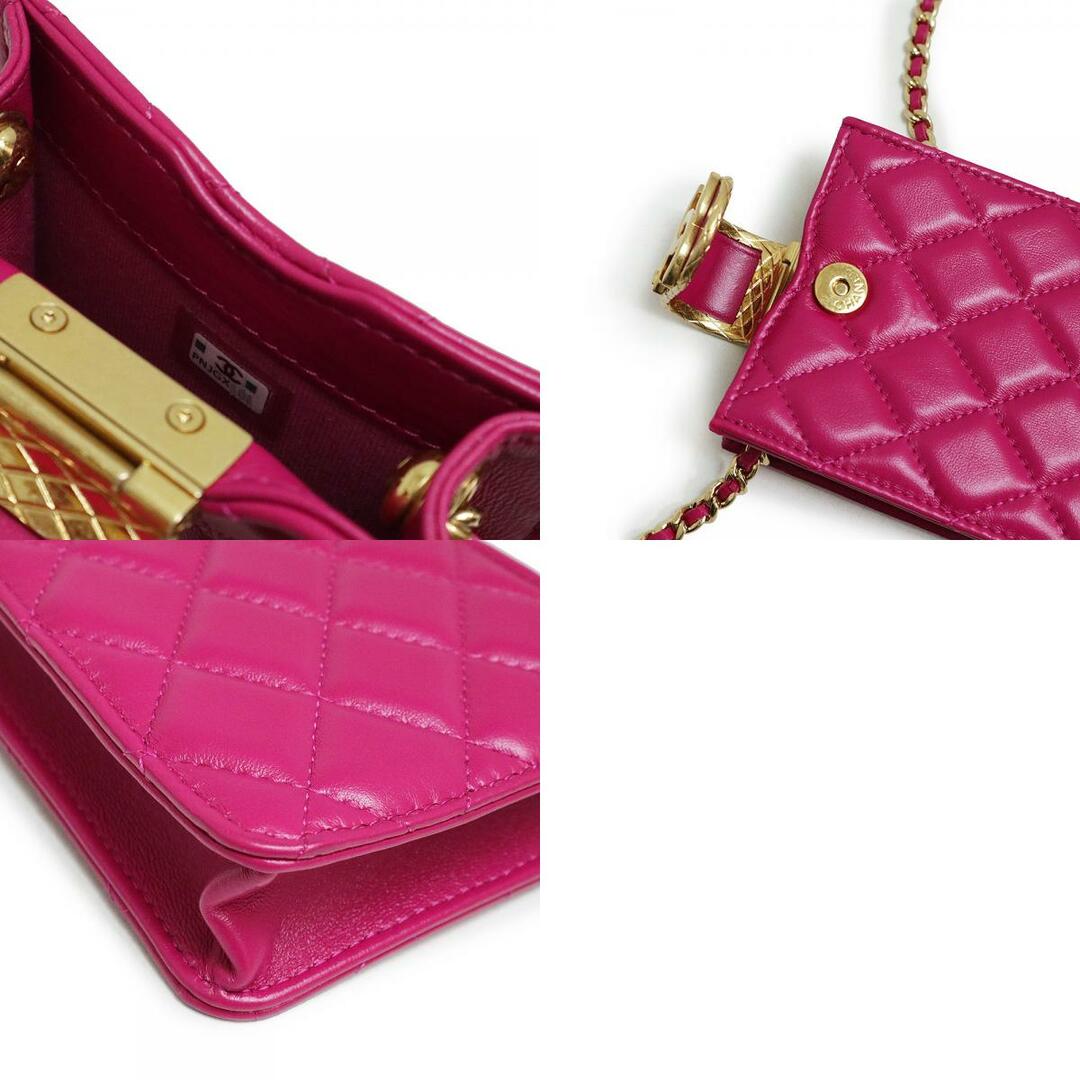 Chanel AP2981 Matelasse Fuchsia Pink Lambskin Chain Phone Holder Crossbody