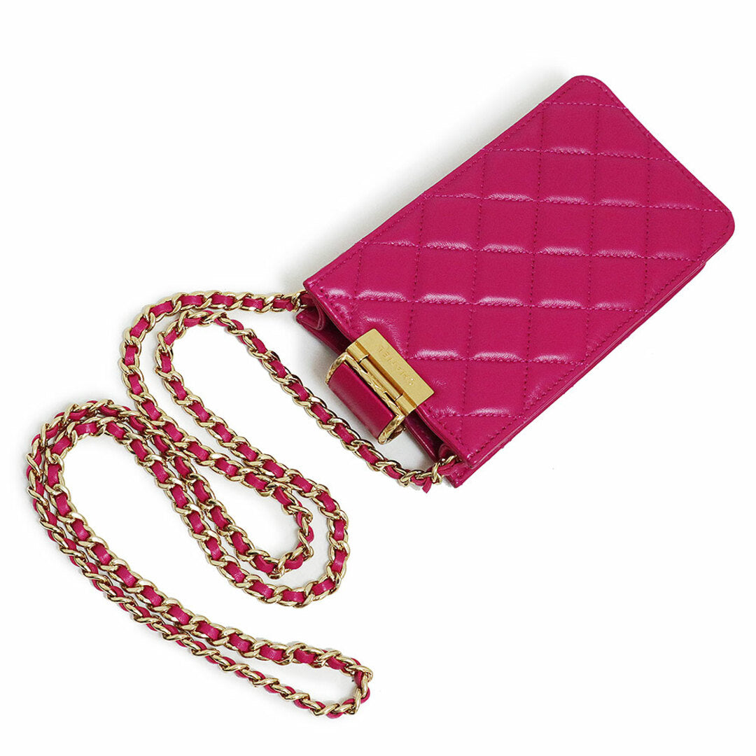 Chanel AP2981 Matelasse Fuchsia Pink Lambskin Chain Phone Holder Crossbody
