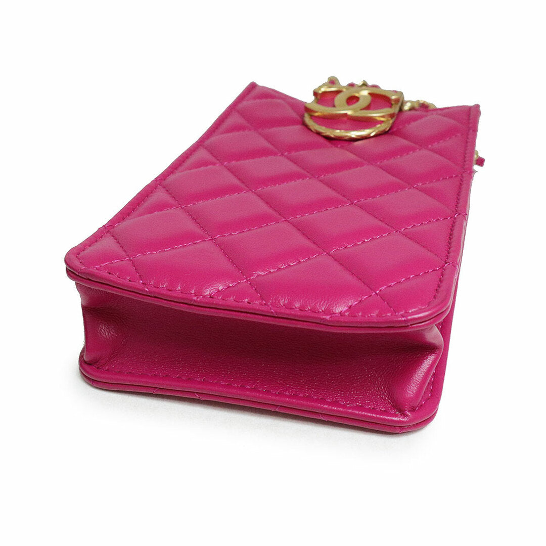 Chanel AP2981 Matelasse Fuchsia Pink Lambskin Chain Phone Holder Crossbody