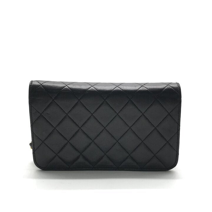Chanel Vintage Mini Matelasse 19 Black Lambskin Chain Shoulder Bag Gold CC