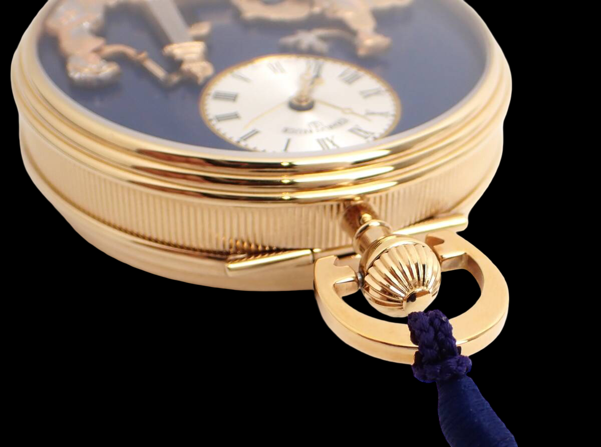 Charles Reuge Romance Automaton Pocket Watch CXH.17.4101.000 – 57mm Hand-Wound GP Case – Fountain Scene Kinetic Art Timepiece