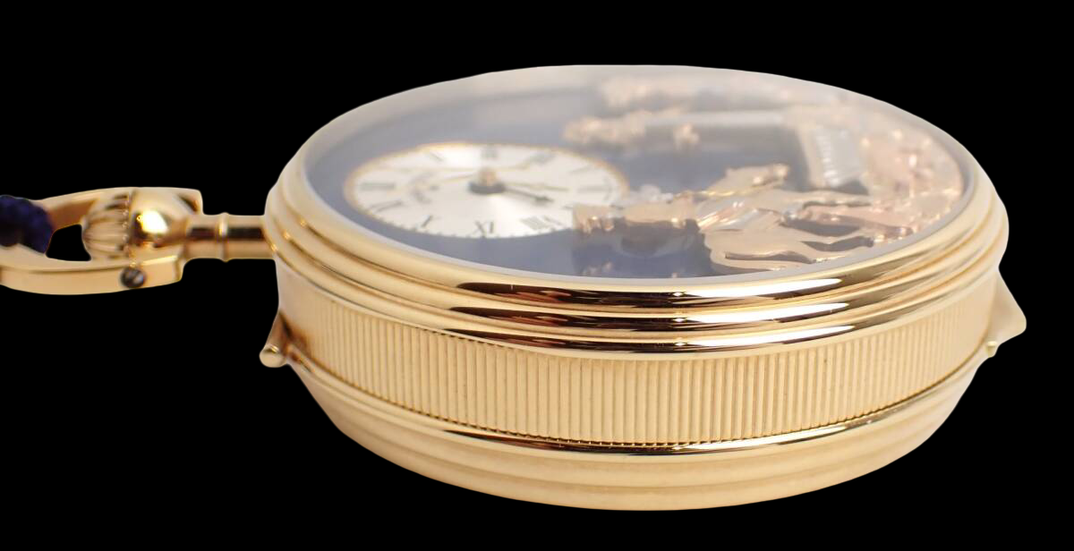 Charles Reuge Romance Automaton Pocket Watch CXH.17.4101.000 – 57mm Hand-Wound GP Case – Fountain Scene Kinetic Art Timepiece