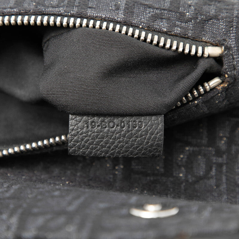 Christian Dior Black Oblique Saddle Bag Canvas Leather Shoulder Body Bag