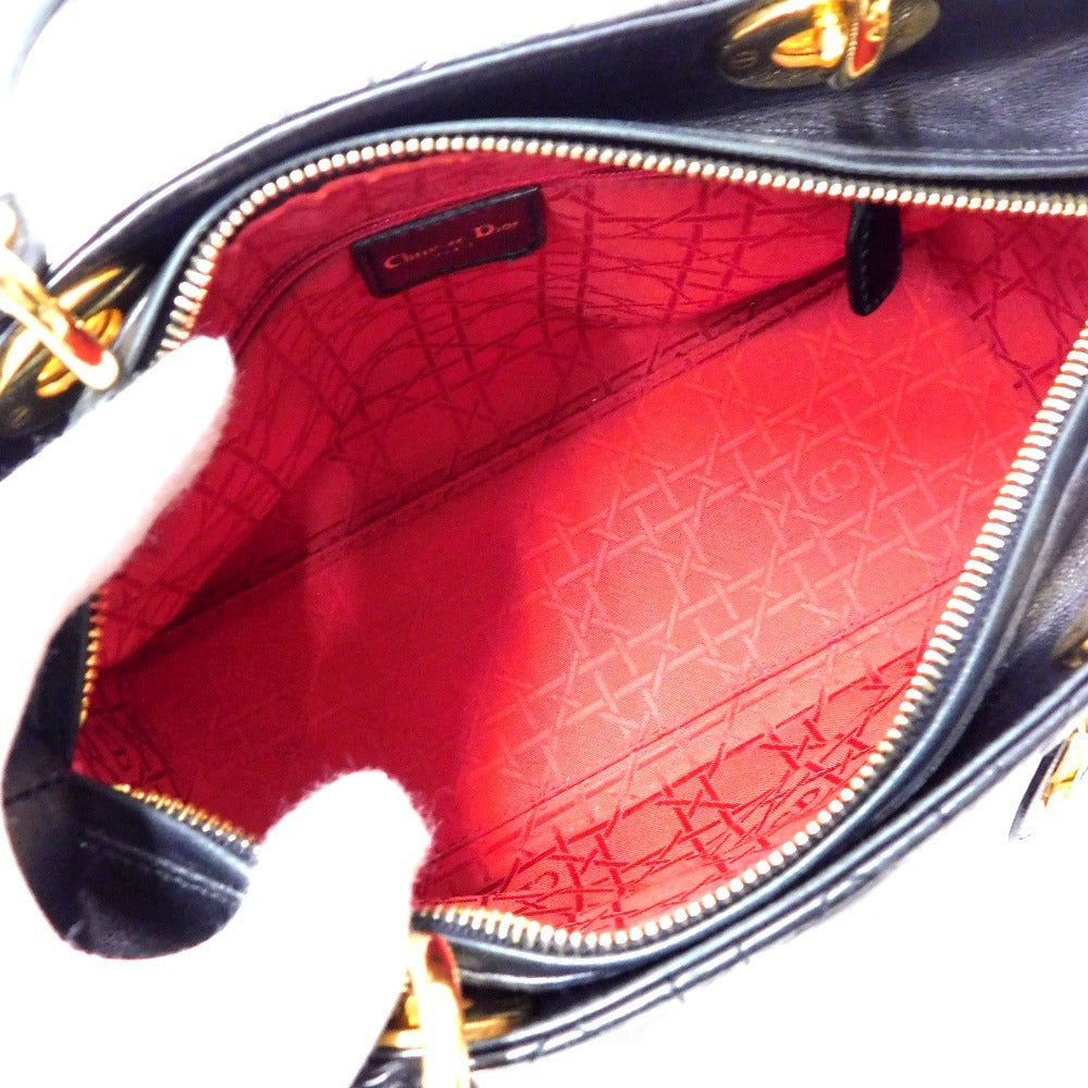 Christian Dior Lady Dior Medium Black Cannage Leather Gold Hardware Shoulder Bag