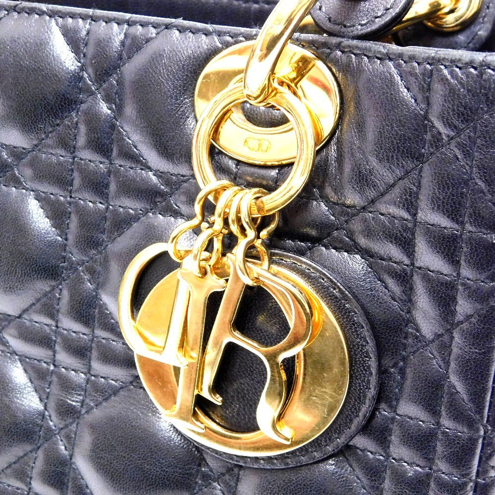 Christian Dior Lady Dior Medium Black Cannage Leather Gold Hardware Shoulder Bag