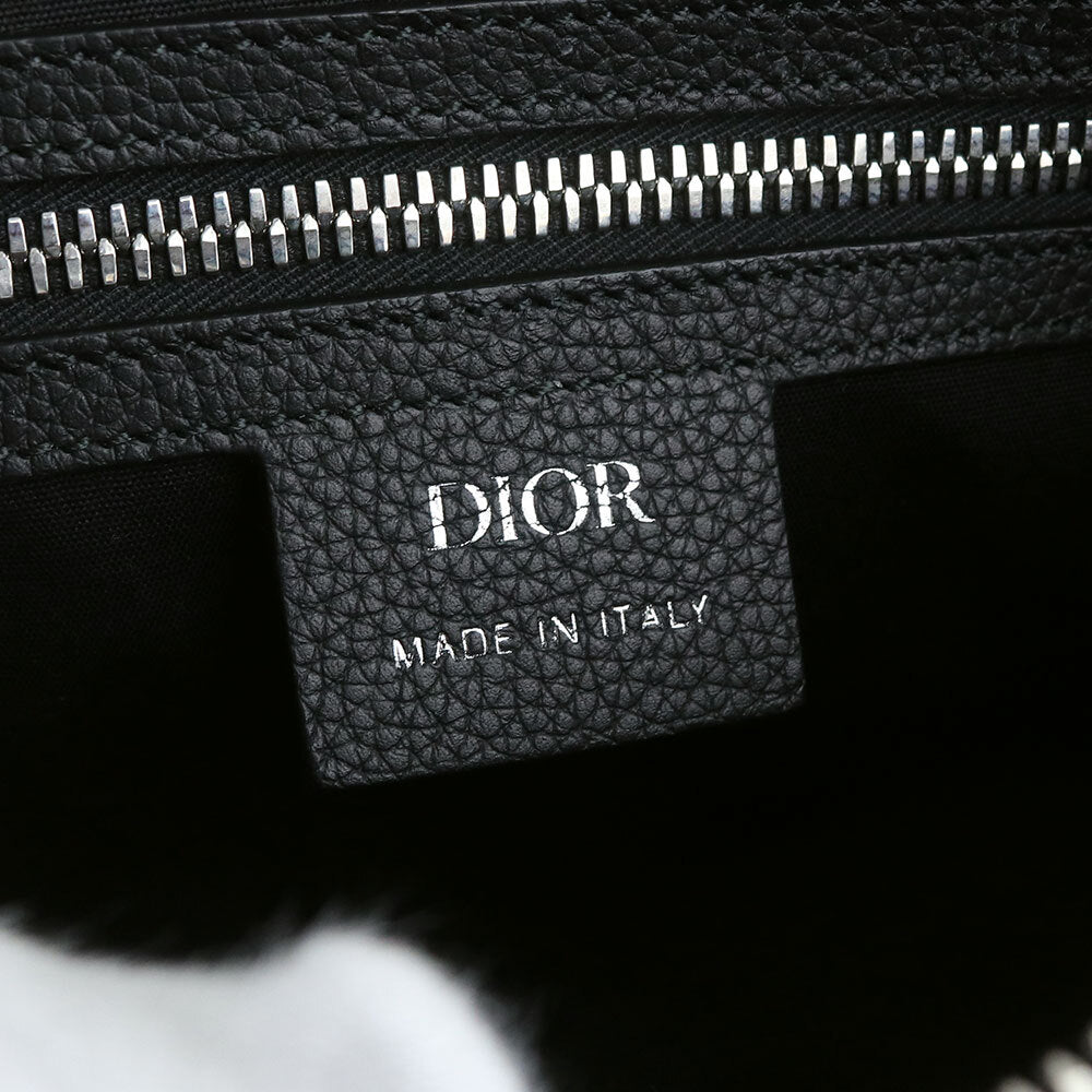 Christian Dior Saddle Bag Black Leather Crossbody Silver Hardware 11-BO-1200