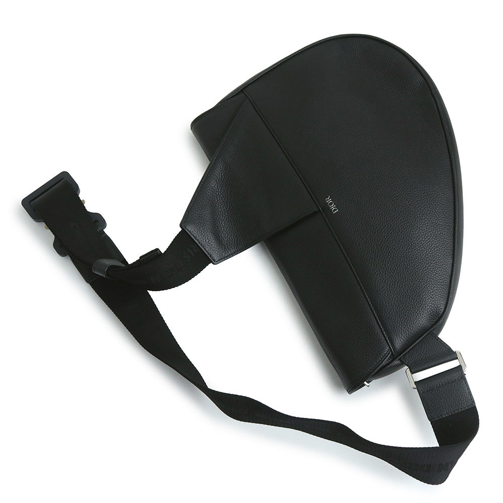 Christian Dior Saddle Bag Black Leather Crossbody Silver Hardware 11-BO-1200