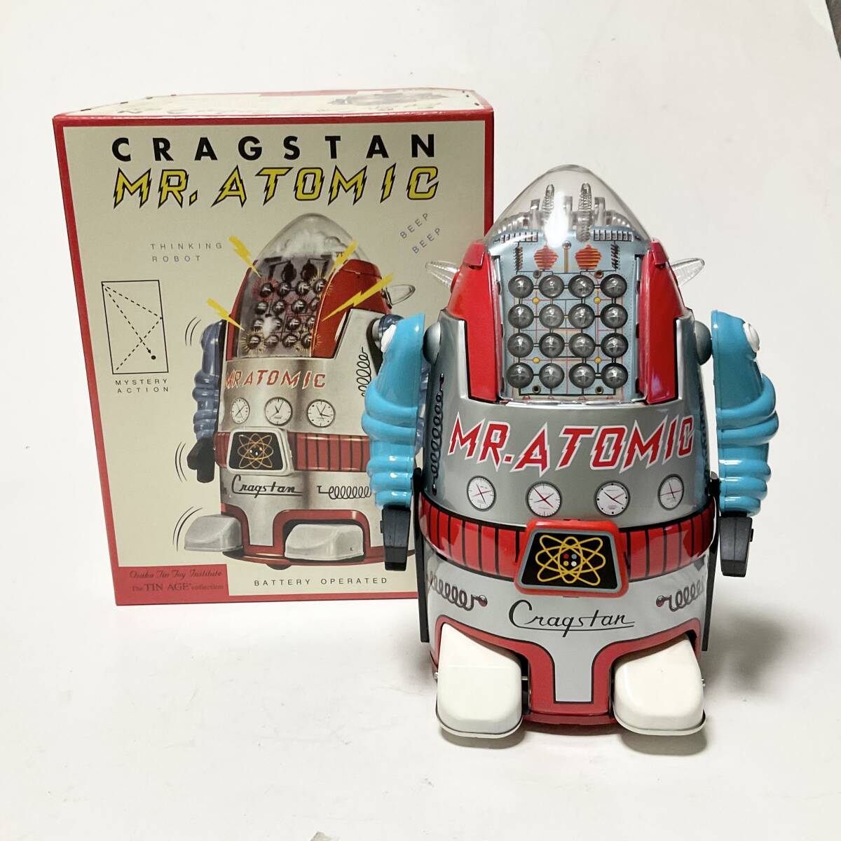 Cragstan Mr. Atomic Tin Robot Silver Variant Battery Action with Box and Papers Vintage Space Age